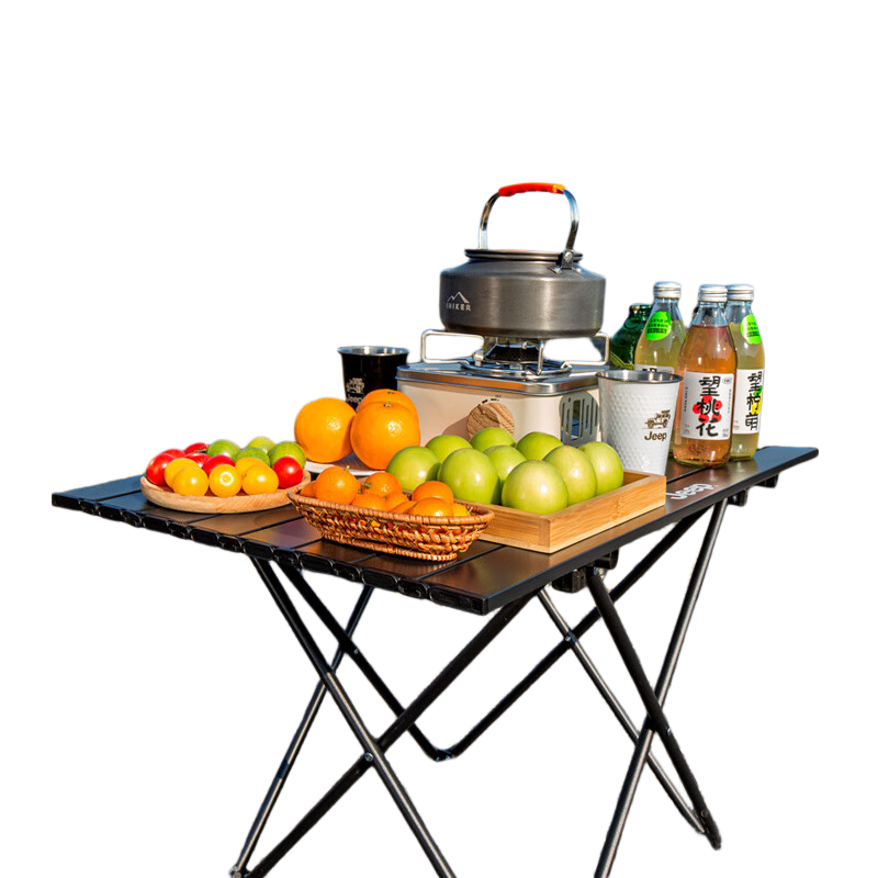 JEEP Outdoor Folding Table Camping Table and Chairs Picnic Camping Equipment Full Set Egg Roll Table Portable Medium Size