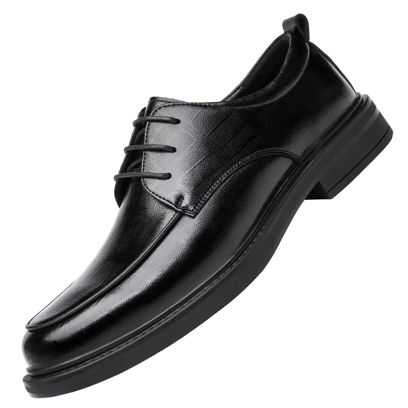 CARTELO Plaid Men's Leather Shoes, Wear-Resistant Soft Cowhide Casual Leather Shoes for Men, Business Round Toe Thick-Soled Men's Shoes 9671 Black 42