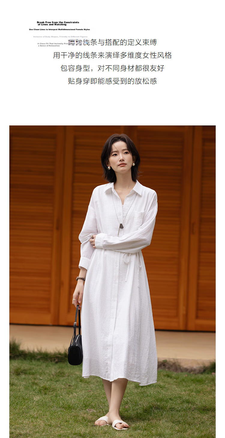 Demana [Linen-Viscose Blend] Spring Smart Casual Polo Collar A-Line Waist Cinched Petite Shirt Dress 6