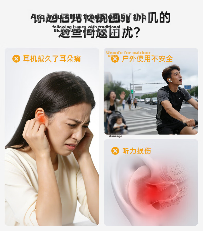 IKF AirClip Pro Clip-On Bluetooth AI Translation Wireless Open Bone Conduction Hi-Res Gold Standard LDAC Long Battery Life for Huawei Star Black 3