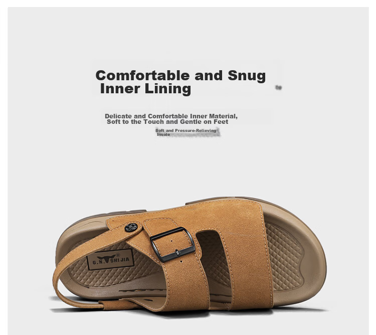 Bull Family Men's Summer Sandals Breathable Versatile Beach Shoes Thick Sole Durable Birkenstock Retro Casual Slippers 11