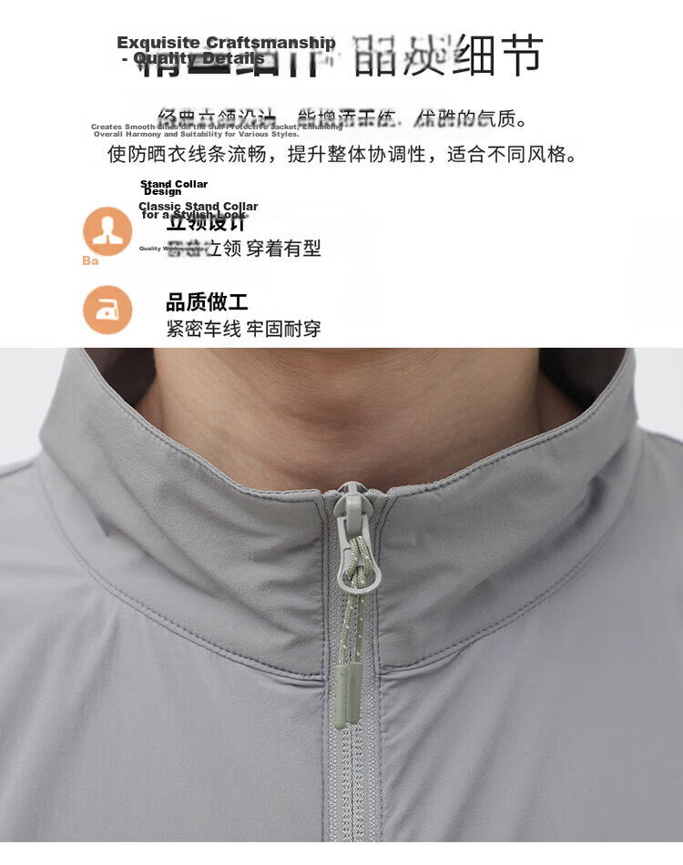 ROMON Men's Summer Outdoor Casual Sun Protection Jacket Stand Collar UV Protection Skin Jacket Blue 3XL 5