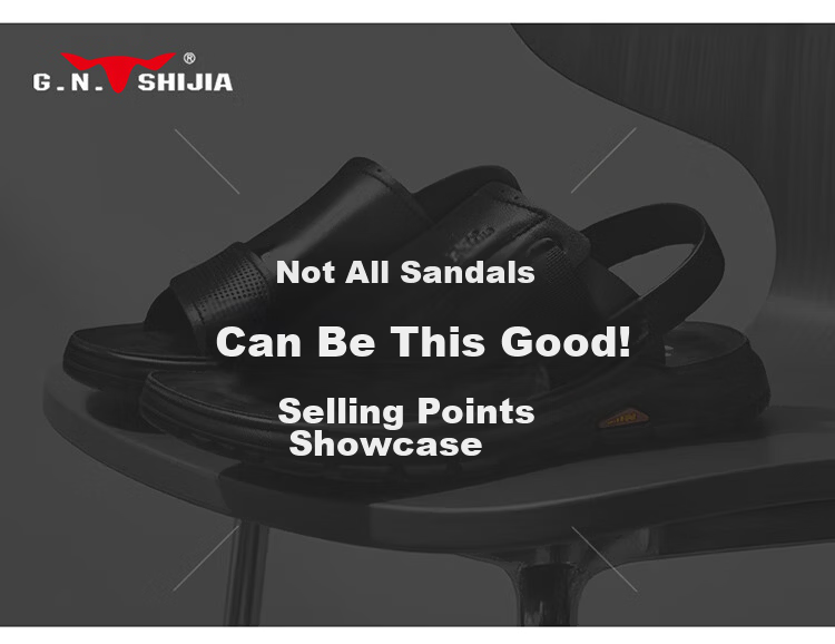 Bull Family Men's Leather Summer Sandals New Genuine Leather Thick Sole Beach Shoes Outdoor Dual-Wear Casual Slippers Middle-Aged and Elderly Dad Shoes 9