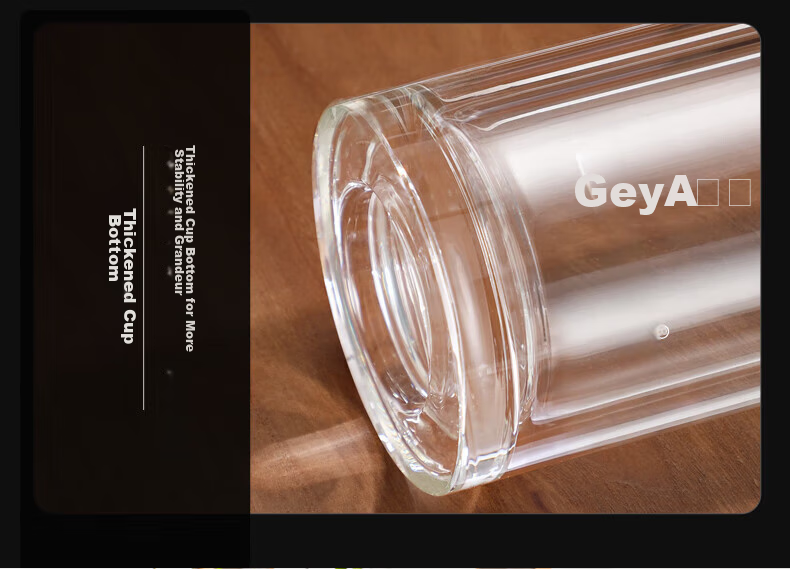 GEYA Double-Layer Glass Cup for Men, High Transparency Business Glass Tea Cup Water Bottle Customizable Teacup 19