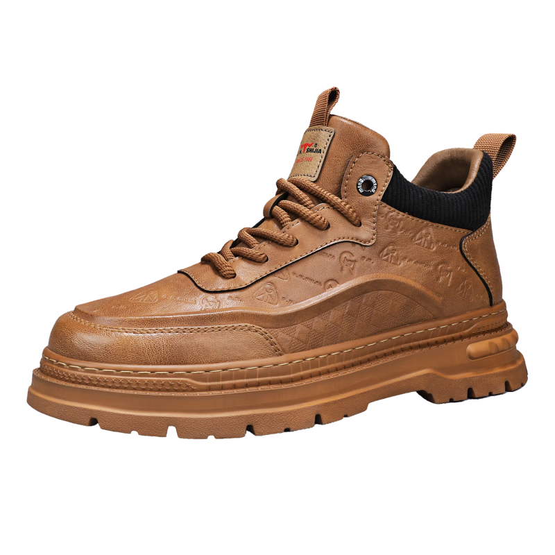 Bull Family Versatile Retro Martin Boots Men Autumn Winter New Thick Sole Height Increasing Work Shoes Comfortable Durable Outdoor Casual Shoes
