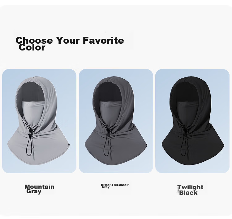 Seven Wolves Men's Sun Protection Hat Set with Face Shield, Women's Ice Silk Sleeve Covers, Summer Outdoor Sunshade Hat Two-Piece Set 14