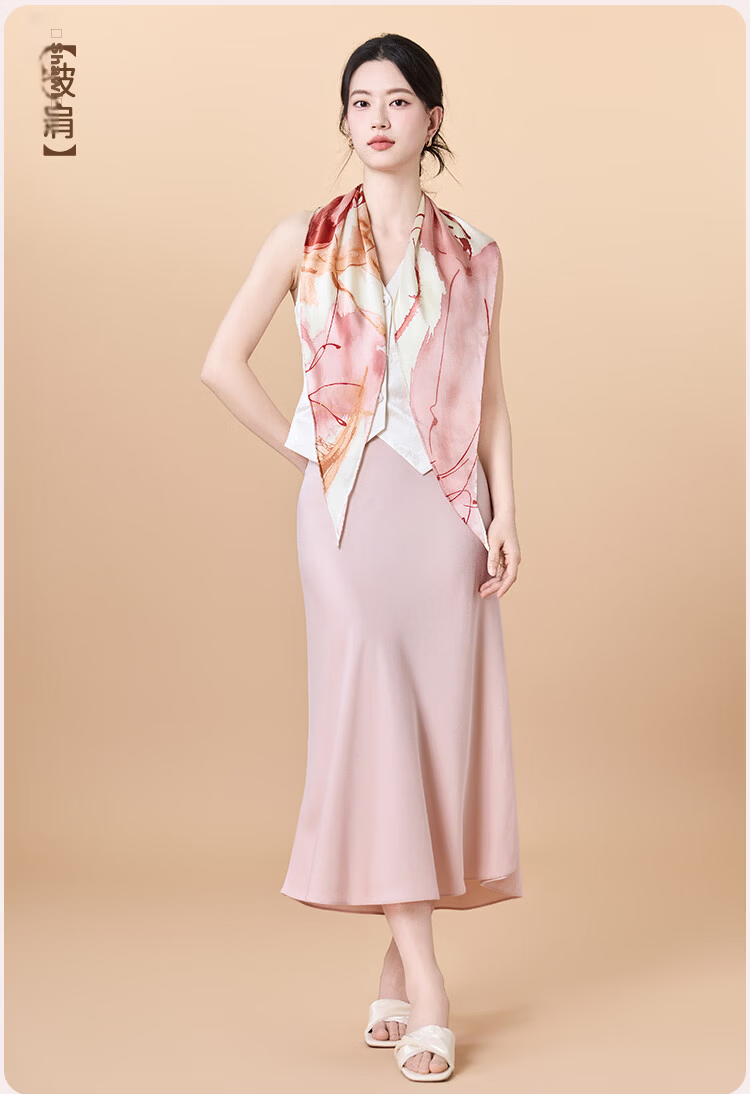 JIUMU 100% Mulberry Silk Scarf, Diamond-Shaped Shawl, Gift for Teachers And Mothers, Birthday Present, Gift Box Packaging 10