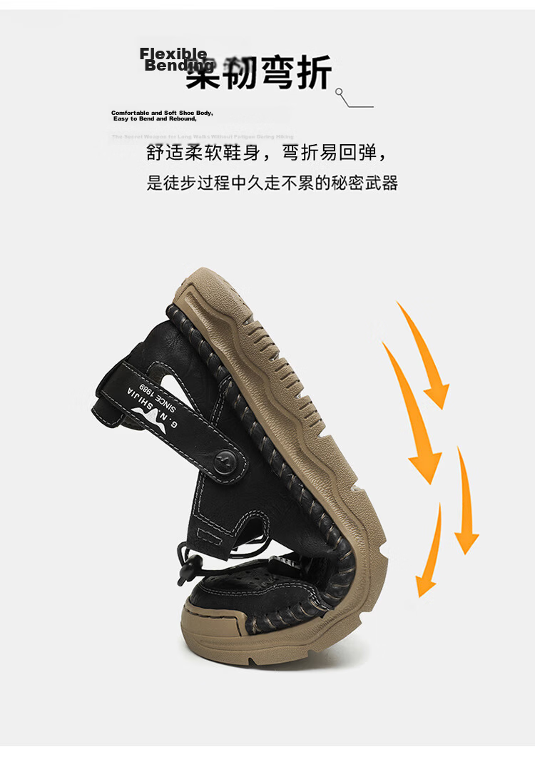 Bull Family Baotou Leather Sandals Men Summer Outdoor Beach Shoes Casual Driving Shoes Black Size 40 10