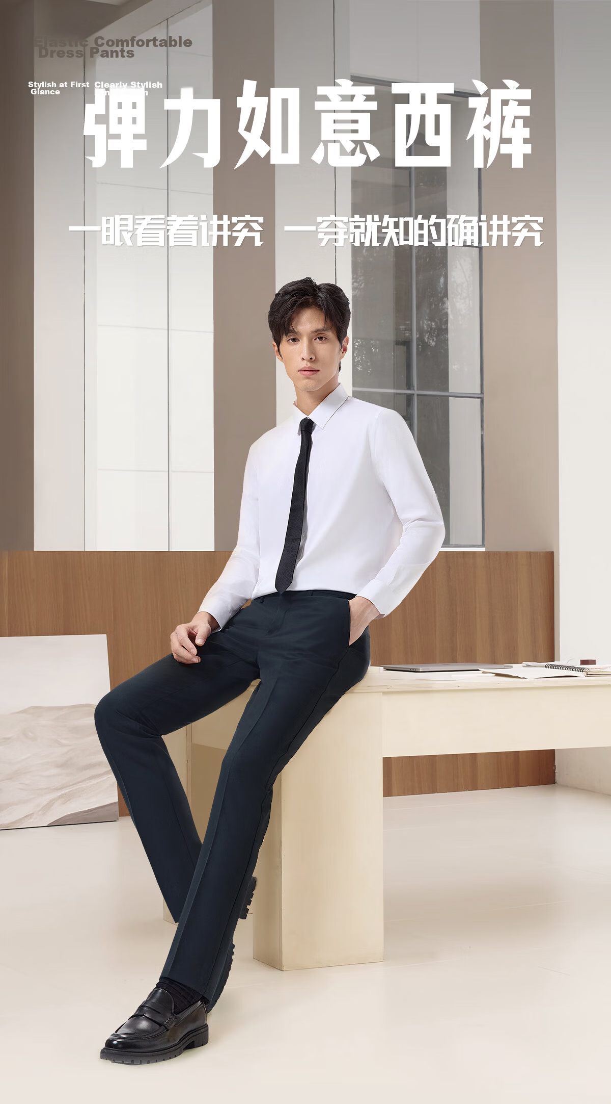 Hodo Wrinkle-Resistant Non-Iron Men's Business Formal Straight-Leg Dress Pants 2