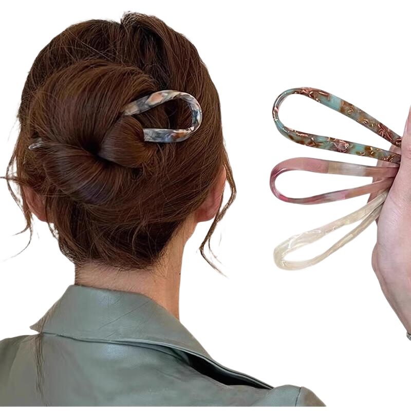 Xiangwan Simple Acetate U-Shaped Hairpin for Women, Elegant Bun Maker Tool, Hair Stick, Hair Accessory, Hairpin Gift for Wome
