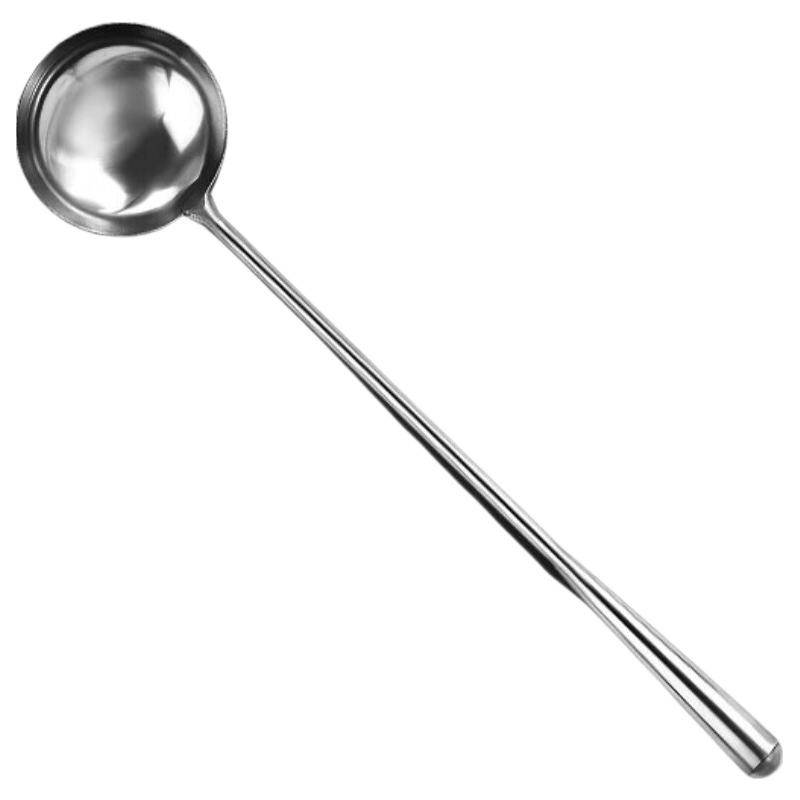Caitang Smart Stainless Steel Medium Cooking Spoon Solid Serving Spoon Extended Handle Chef Spoon Thickened Soup Ladle Medium Size Jingcang