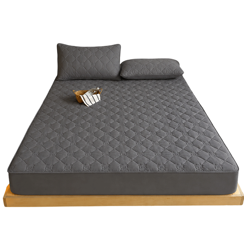Grace Waterproof Quilted Mattress Protector 7A Antibacterial Dormitory Full Coverage Dustproof Fitted Sheet 1.2m Bed Advanced Gray
