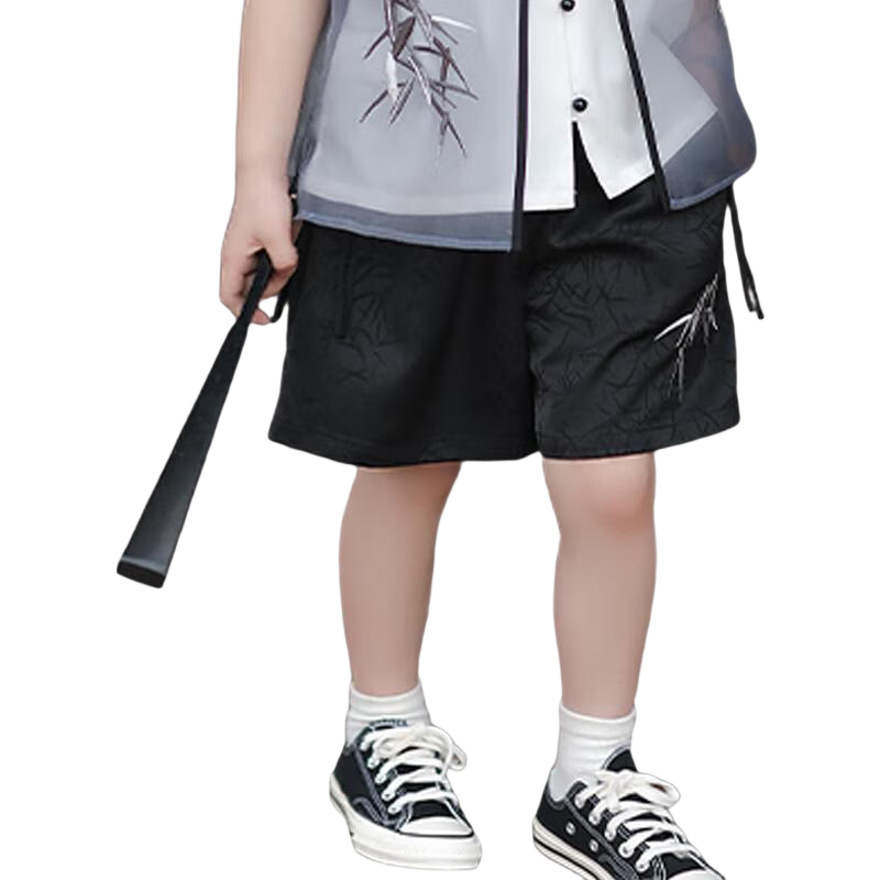 Qibo Boys' Hanfu, New Summer Style, Neo-Chinese National Style Children's Performance Costume, Bamboo Shadow Shorts (Shorts Only) 140