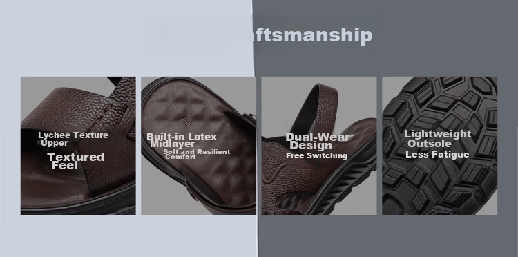 Red Dragonfly Men's Soft Sole Cowhide Casual Beach Shoes Outdoor Dual-Wear Lightweight Business Sandals WTT260922 Brown Size 42 2