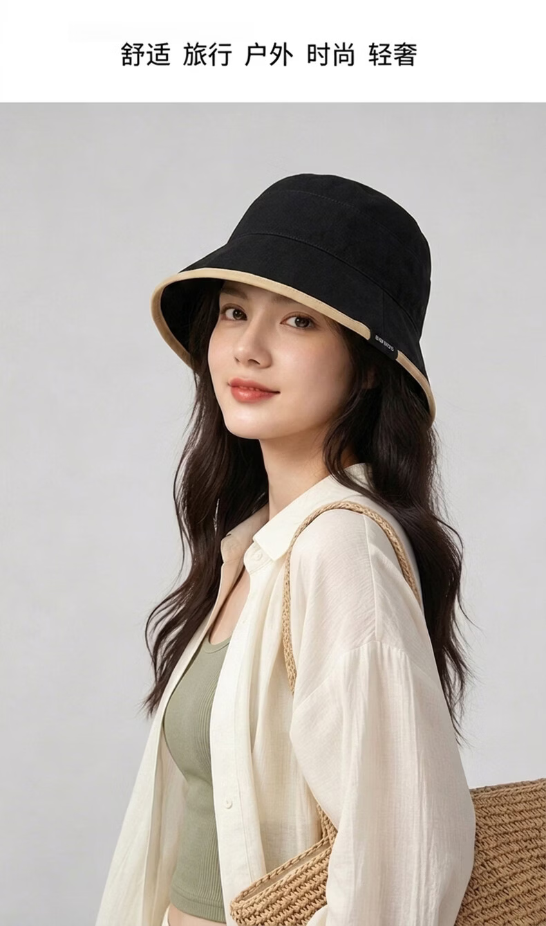 YUYULA Women's Summer Sunshade Hat Outdoor UV Protection Wide Brim Reversible Face-Slimming Bucket Hat 1