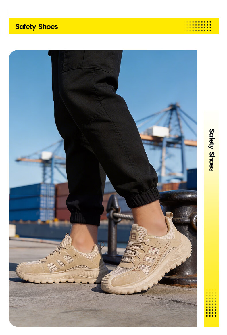 GUYISA Men's Summer Breathable Anti-Smash Steel Toe Anti-Puncture Ultra-Light Comfortable Safety Work Construction Shoes 5003 Size 42 15