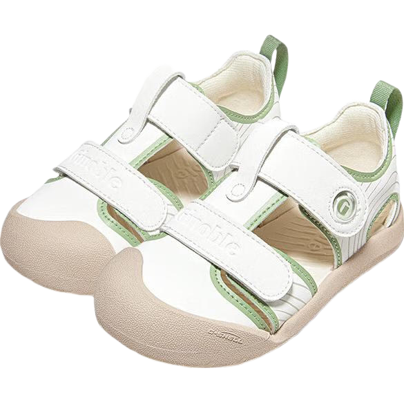 Ginoble Baby Walking Shoes Summer Breathable Toddler Sandals Boys Girls Functional Shoes GW1757 Cotton White/Osmanthus Green