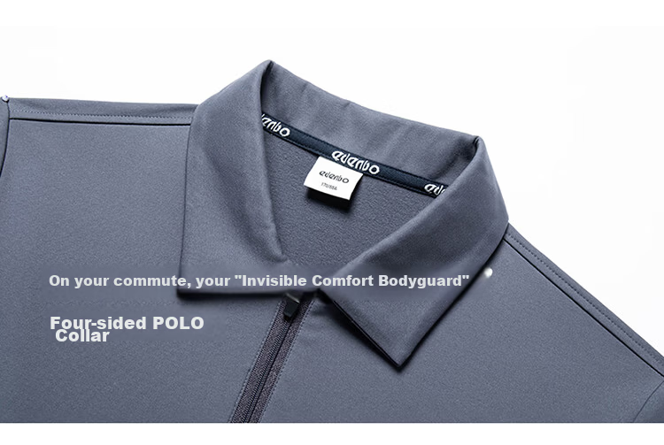 Edenbo Long Sleeve Half-Zip Polo Shirt Men Autumn Winter Four-Way Stretch Top Black 180/96A (2XL) 8