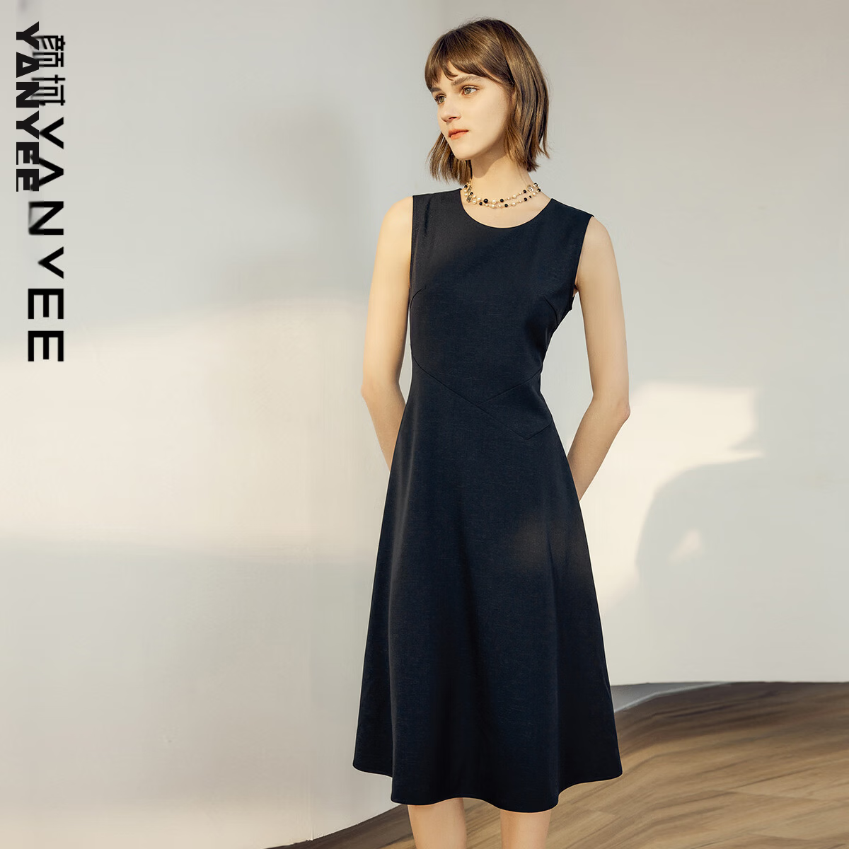 YANYEE Elegant Dress Women 2024 Autumn Waist-Slimming Simple Vest Dress Inner Dress Black 1 XL
