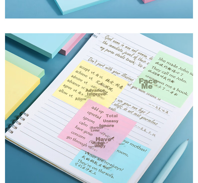 Deli Memo Sticky Notes Easy Tear Convenient Note Paper 400 Sheets 76mm*101mm BT252 12