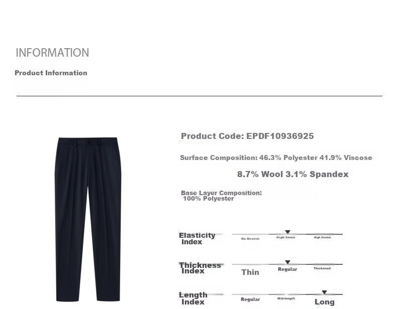 Goldlion Autumn Winter Floral Yarn Fashion Slim Fit Business Formal Trousers for Men 95 Dark Navy 34 4