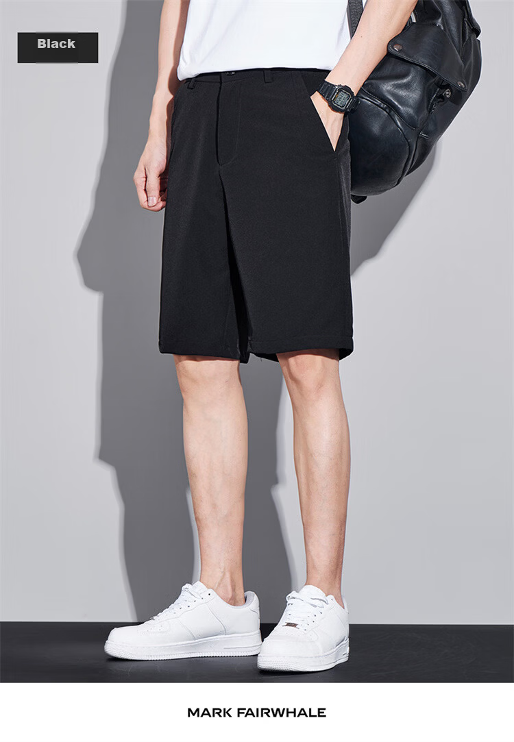 MARK FAIRWHALE Men's Summer Thin Ice Silk Quick-Dry Loose Straight-Leg Casual Shorts Mid-Length Pants 20