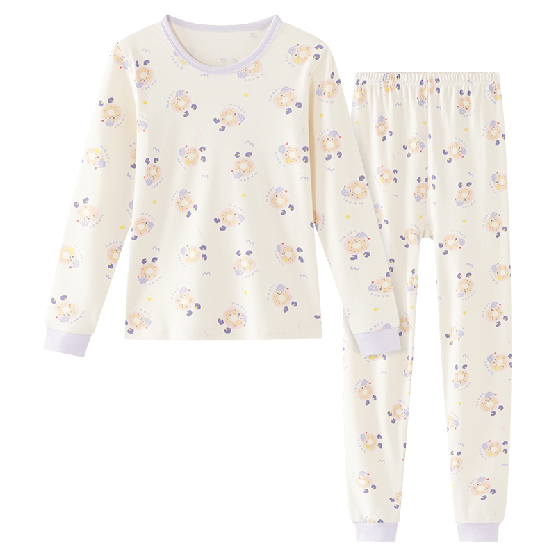 Hodo Children's Pure Cotton Underwear Set, Boys And Girls Autumn Clothes And Pants, Pajamas, Cotton Sweater Set M1186 Purple 170