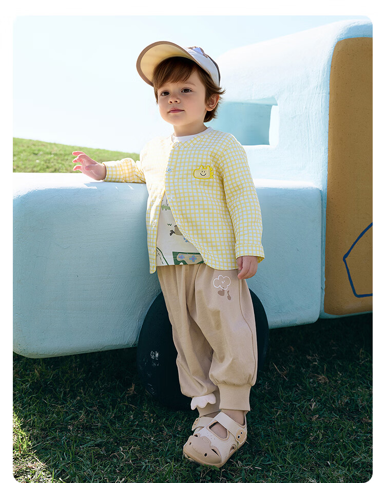 Balabala Kids Baby Long Sleeve Shirt Infant Shirt Boys Girls 2026 New Summer Thin Plaid Stylish Shirt 25