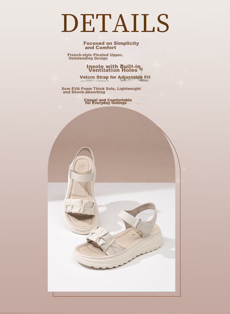 Red Dragonfly Women's Sandals New Thick Sole Casual Platform Soft Sole Lightweight Commuter Mom Shoes WTK265712 Beige Size 38 3