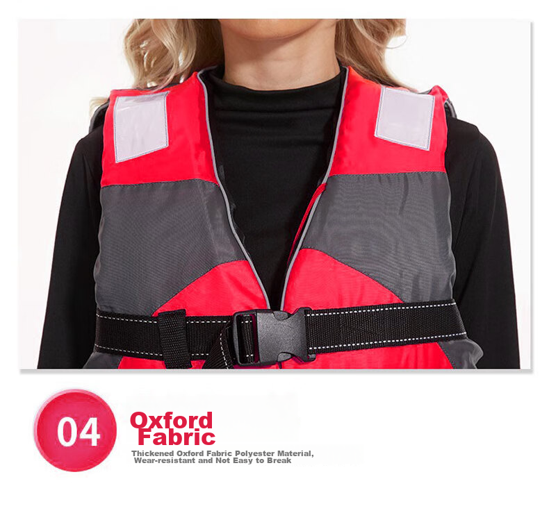 ASORAIN Red Safety Buckle Adult Life Jacket Swimwear with Whistle for Outdoor Flood Prevention, Emergency Rescue And Rafting 14
