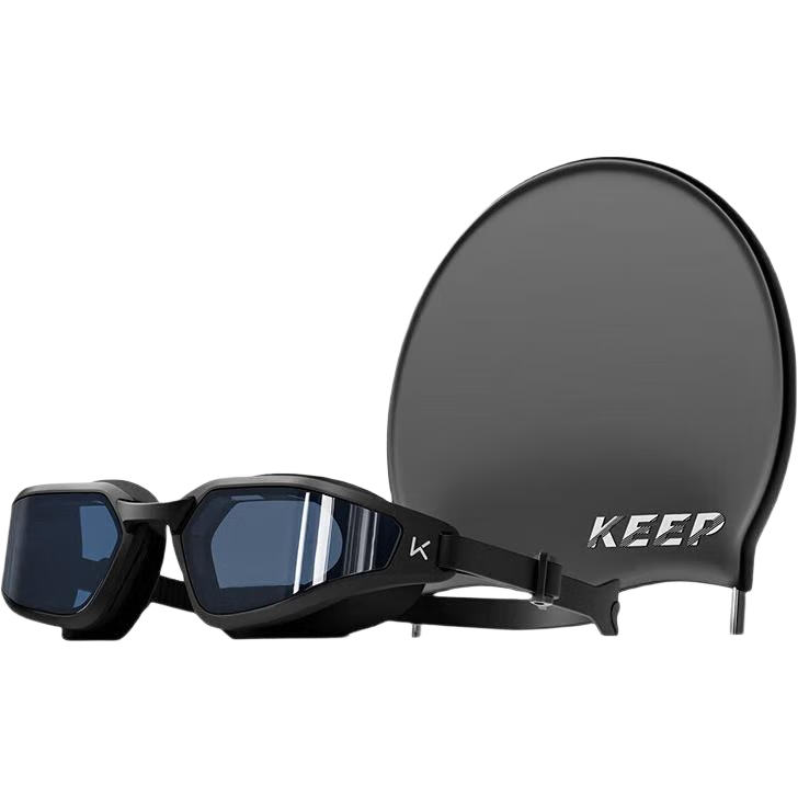 Keep Swimming Goggles, Waterproof And Anti-Fog, High-Definition for Men And Women, Medium Frame Swim Glasses, Swimming Cap Set, 064 Black, 400 Degrees