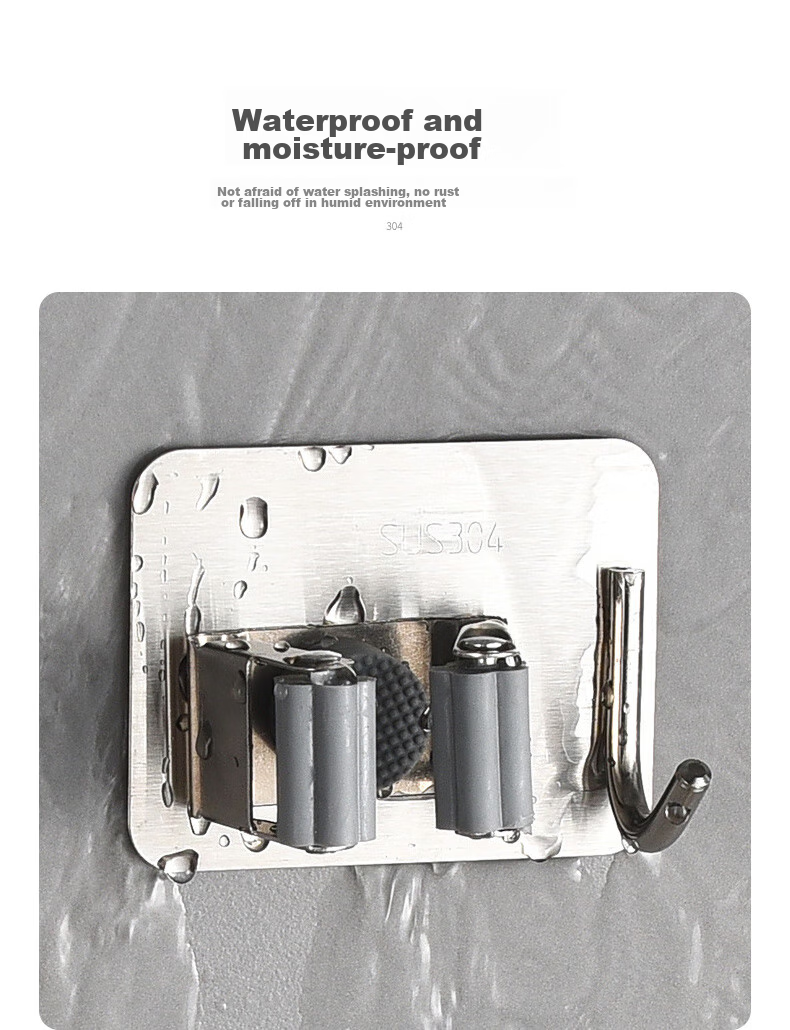 Siwangongli Mop Hook, No Drilling Required, Bathroom Storage Hook, Adhesive Hook, Heavy-Duty Wall-Mounted Bracket, Strong And Traceless Clip for Bathroom 8