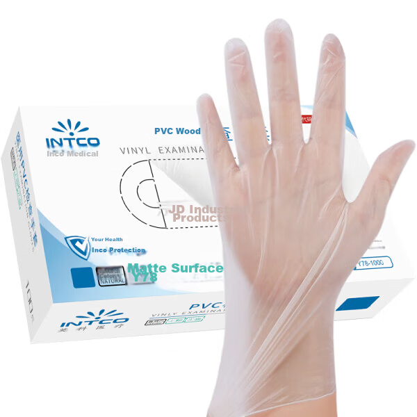 INTCO Medical PVC Examination Gloves (5.0g) Colorless Size M 100pcs/Box Y78-1000-M 1 Box