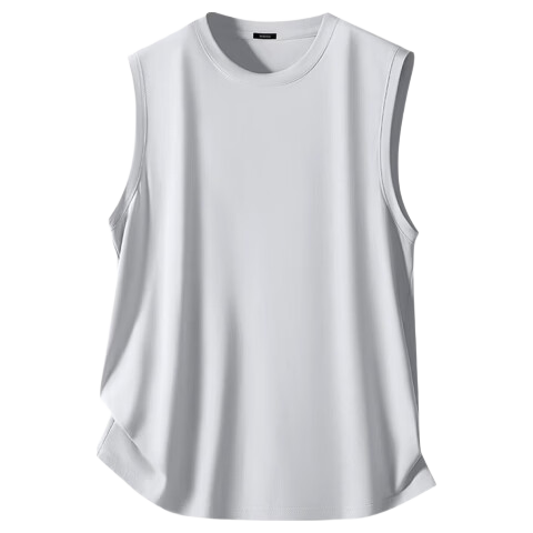 MINISO Quick-Dry Men's Vest Summer Ice Silk Cooling Sleeveless T-Shirt Sports Lightweight Fitness Mesh Tank Top Light Gray 2XL