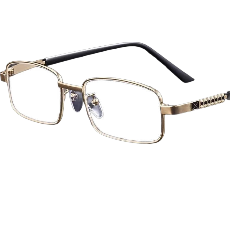 LESCA LUNETIER High-Quality Reading Glasses with Crystal Lenses for Middle-Aged And Elderly Men And Women, High-Definition Eyewear, Gold - Crystal Lens, 200 Degrees