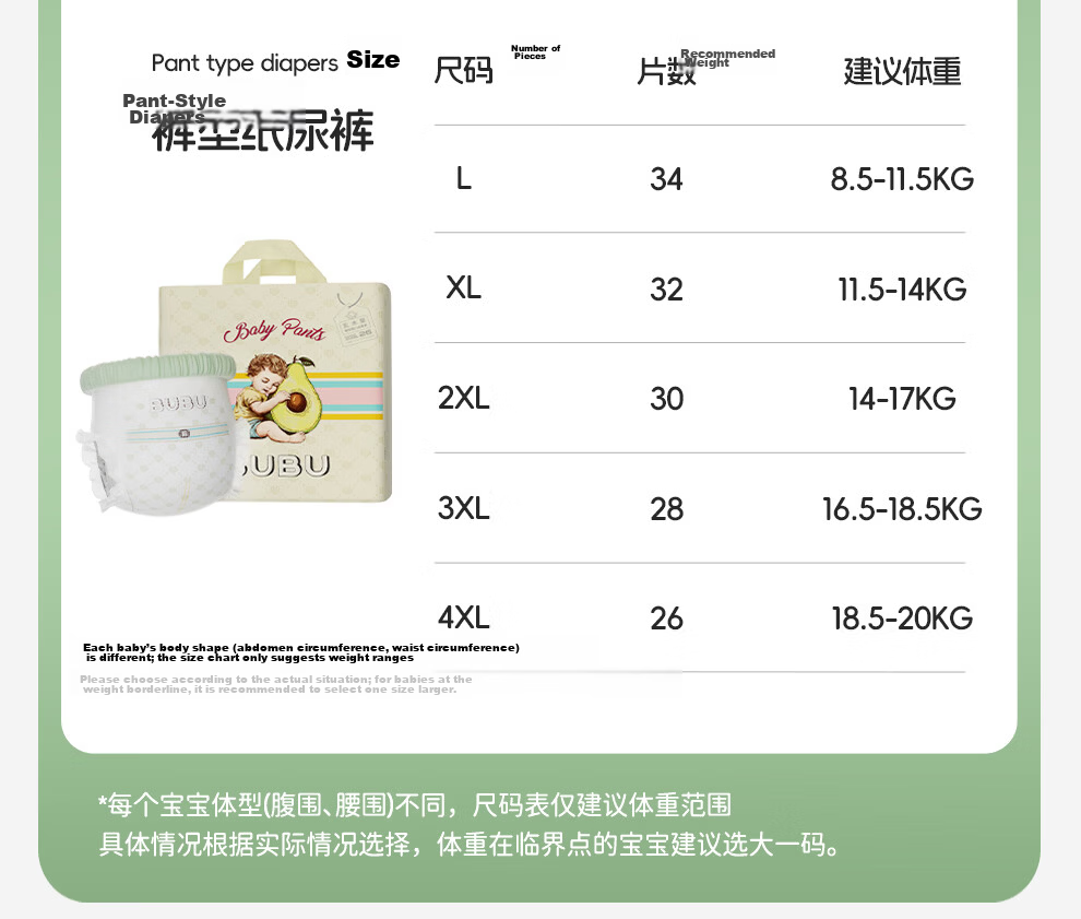 BUBU Shea Butter Diapers Size M 88pcs (4.5-8.5KG) Breathable Ultra-Thin Toddler Training Pants Baby Hip Protection Diapers 8