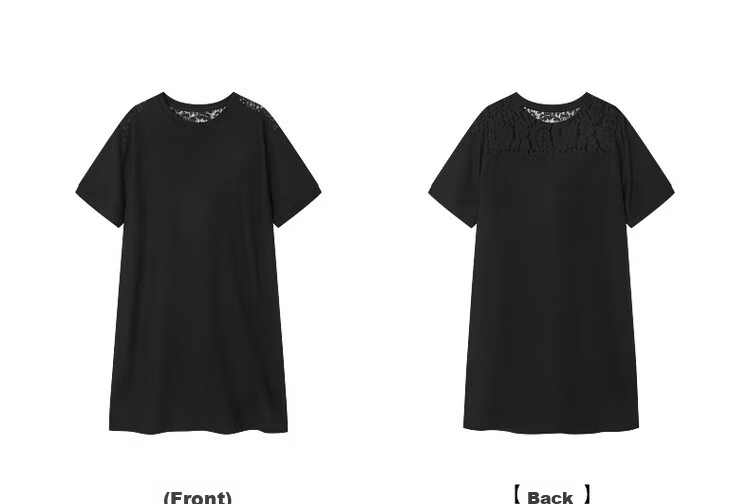 Demana Cloud Soft Cotton Series Summer Lazy Casual Round Neck Lace Splice Loose Slim Petite Women's Dress 20