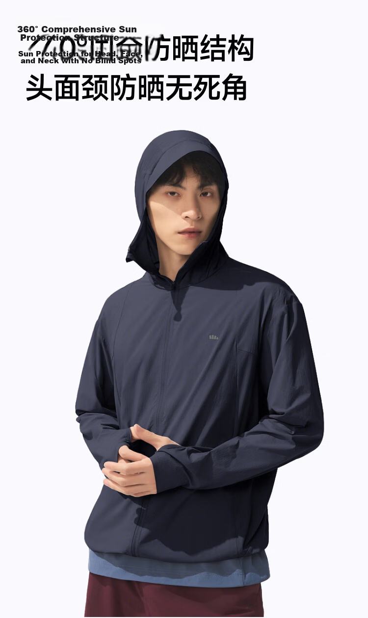 Beneunder Men's Sunscreen Jacket Thin Skin Jacket Ice Silk UV Protection Cooling Breathable Outdoor TS407 Dark Blue Gray S 13