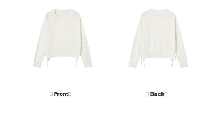 MT Spring Soft V-Neck Pleated Knit Sweater with Fluffy Wool for Women 12