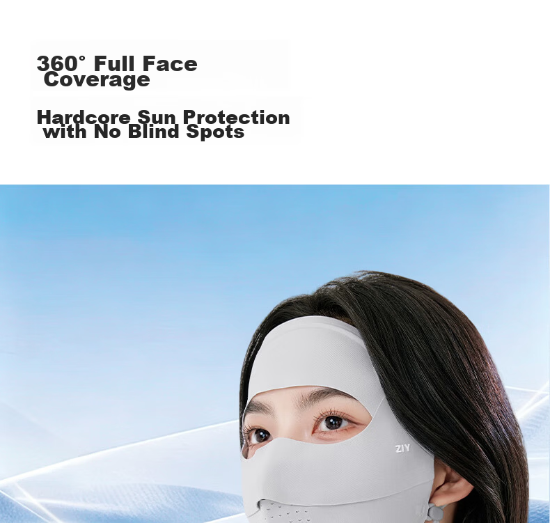 ZIY Sun Protection Face Mask Full Face Coverage Breathable Women's Summer Facekini UV Protection Face Cover Mask 7