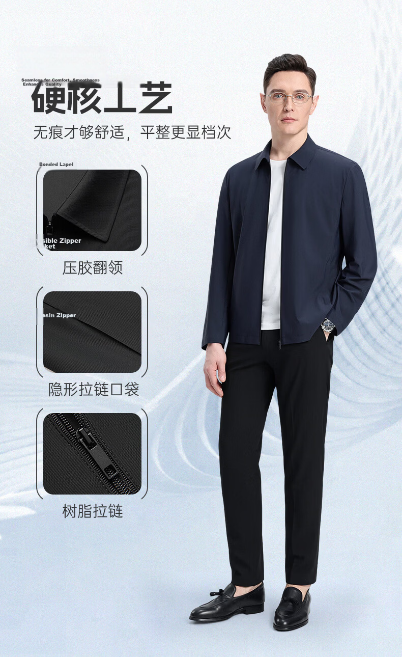 ROMON 【UPF50+】Men's Sun Protection Jacket Spring Summer New High Elastic Breathable Comfortable Business Casual Polo Collar Coat 7