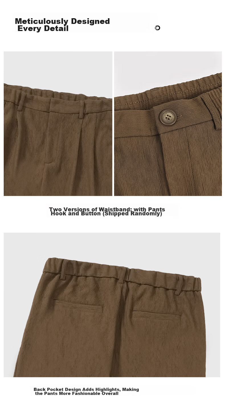 BODYDREAM Men's Casual New Draped Straight-Leg Textured Wide-Leg Wilderness Melard Trousers 5