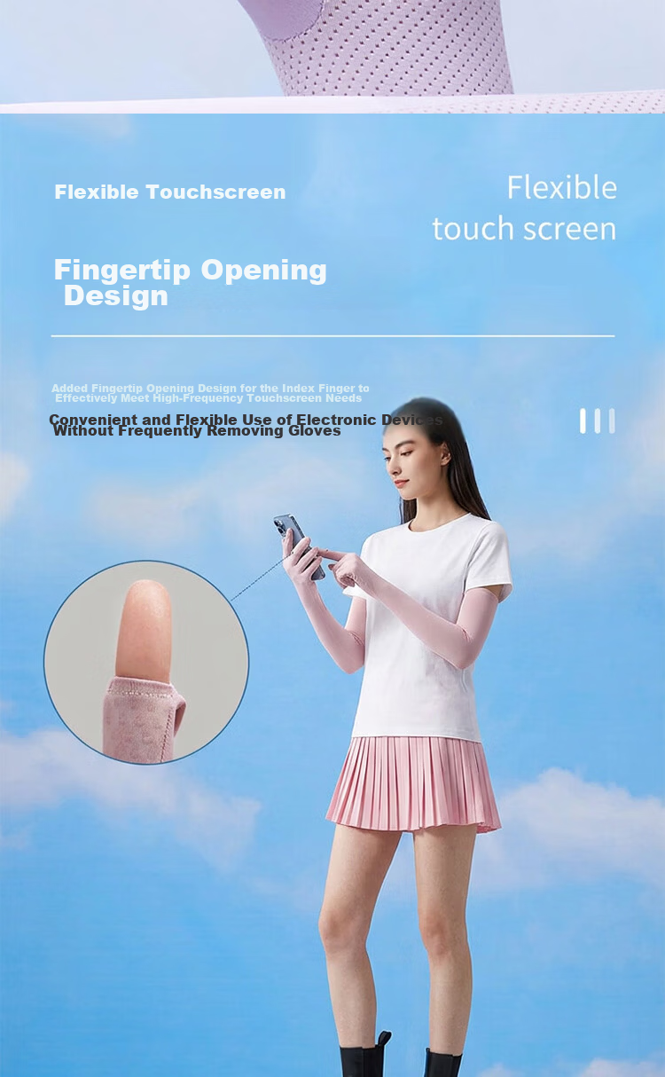 Ning'an Long Sun Protection Gloves UV Protection Sleeve Covers Breathable Ice Silk Arm Sleeves for Women Spring Summer Driving Cycling 5