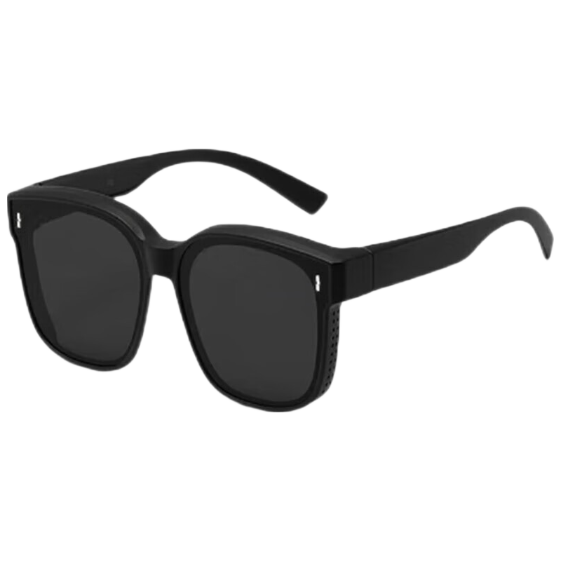 Baixiaoshe Myopia-Friendly Sunglasses 127 [Frameless Bright Black Style], UV Protection Sun Glasses for Men And Wome