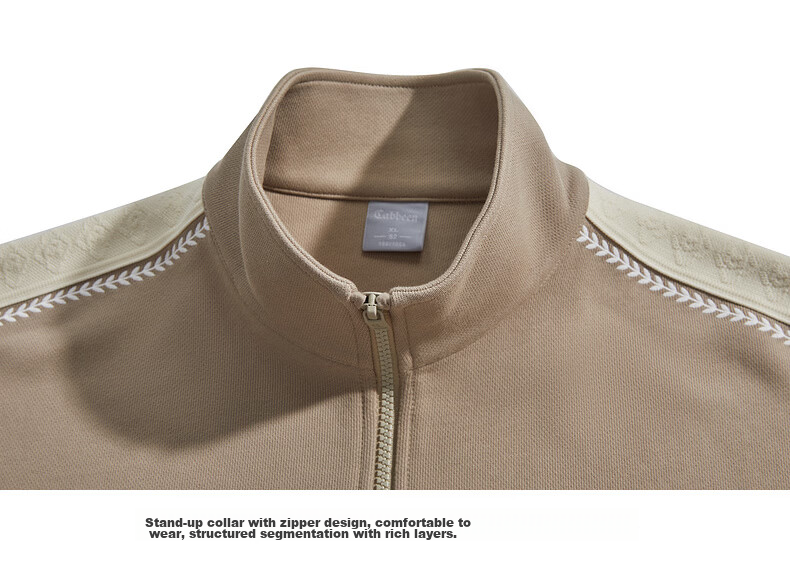 CABBEEN 410G Recycled Polyester Sweatshirt with Color-Blocked Side Tape and Wheat Ear Jacquard Design Spring 2026 Jacket 10