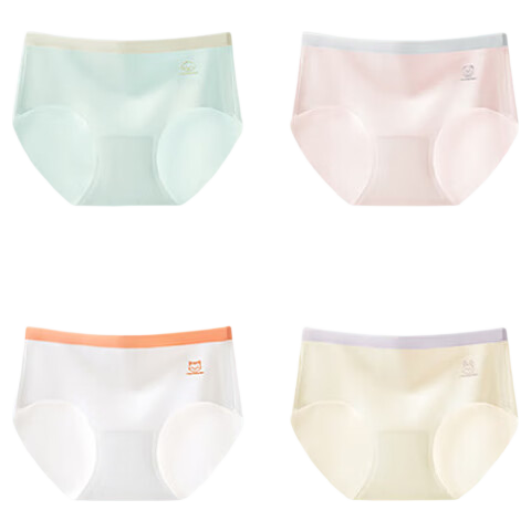 LangSha Children's Underwear, Girls' Ice Silk Thin Summer Triangle Panties, Antibacterial Seamless Breathable Solid Color Developmental Shorts for Older Childre