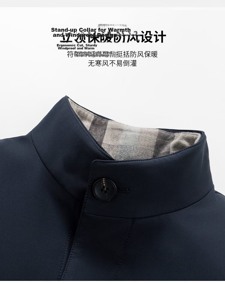 Shanshan [93% Mulberry Silk Lining] Winter Plaid Trench Coat Quilted Thickened Warm Cotton Jacket Business Men's Jacket 4
