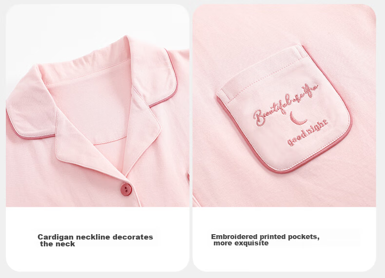 Me feeling Women's Summer New 7A Antibacterial Anti-Mite 3-Piece Loose Breathable Pajama Set Suitable for Outdoor Wear 16