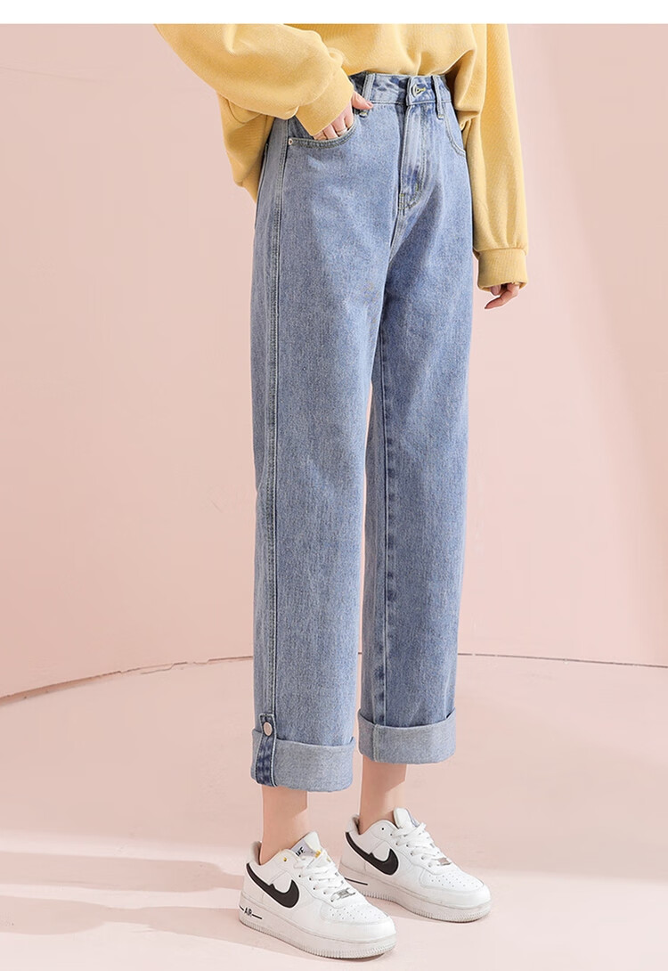 TonLion 2023 Loose Straight-Leg Jeans Wide-Leg High-Waist Versatile Casual Pants Light Denim Blue 26 19