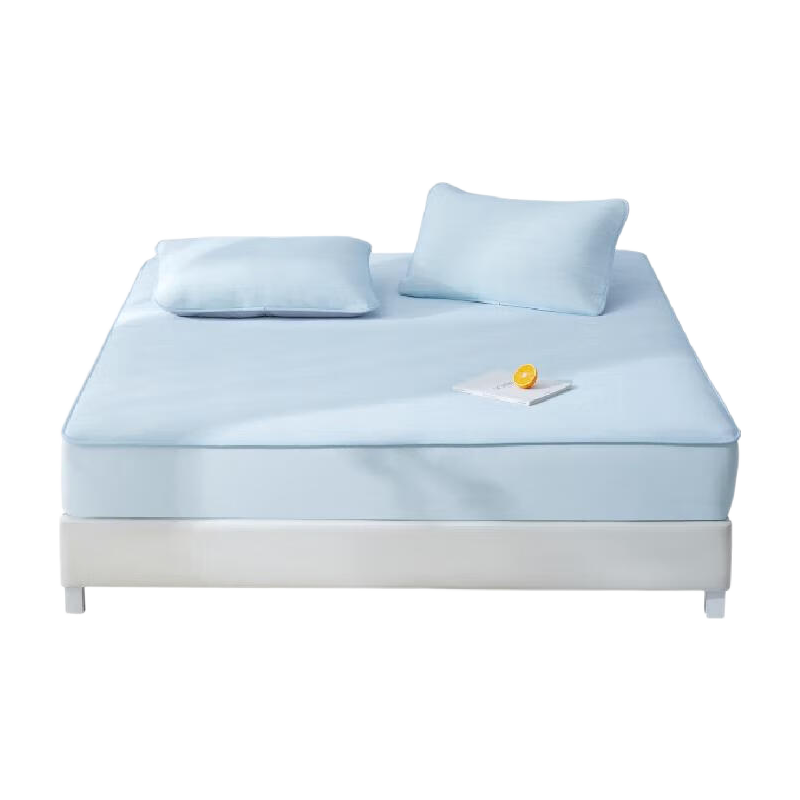 Wangyiyanxuan Aurora Naked Cooling Mat Ice Silk Mat, Class A Antibacterial Ice Skin Cooling Mat Fitted Sheet Set of Three Pieces 180*200cm, Ice Blue